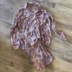 SKIMS Pink and Brown Animal-Print Loungewear Set